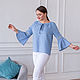 Linen blouse with lace and lace-up blue. Blouses. NATALINI. Online shopping on My Livemaster.  Фото №2