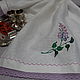 Полотенце льняное с вышивкой и кружевом Сирень, Полотенца, Кострома,  Фото №1