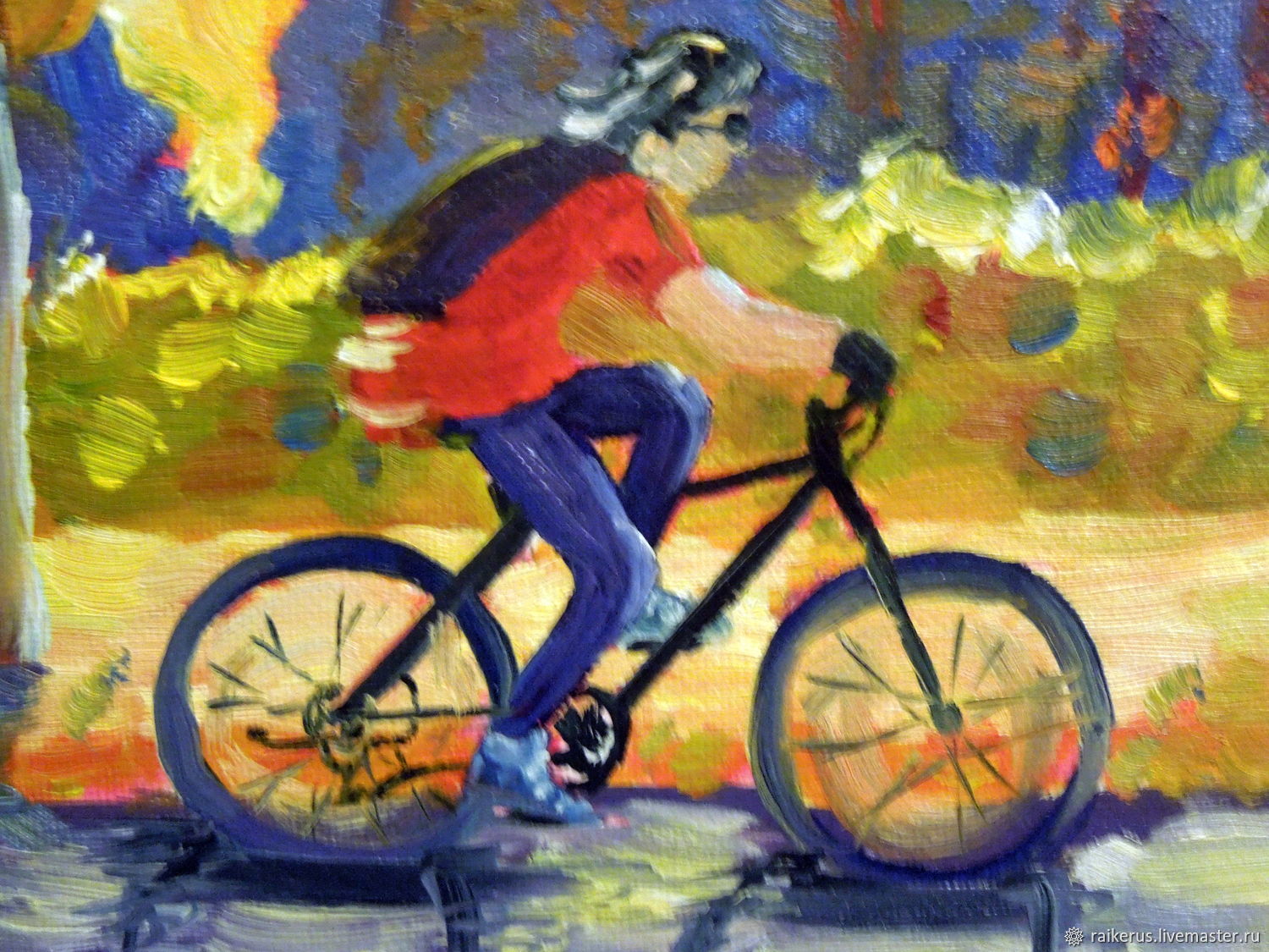 Велосипедисты живопись