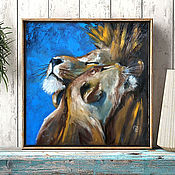 Картины и панно handmade. Livemaster - original item Painting with lions in oil on canvas. Handmade.
