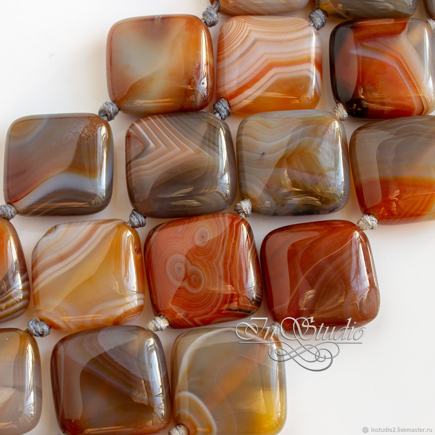 Агат полосатый ромб 24х24 мм рыжий коричневый купить в интернет ...