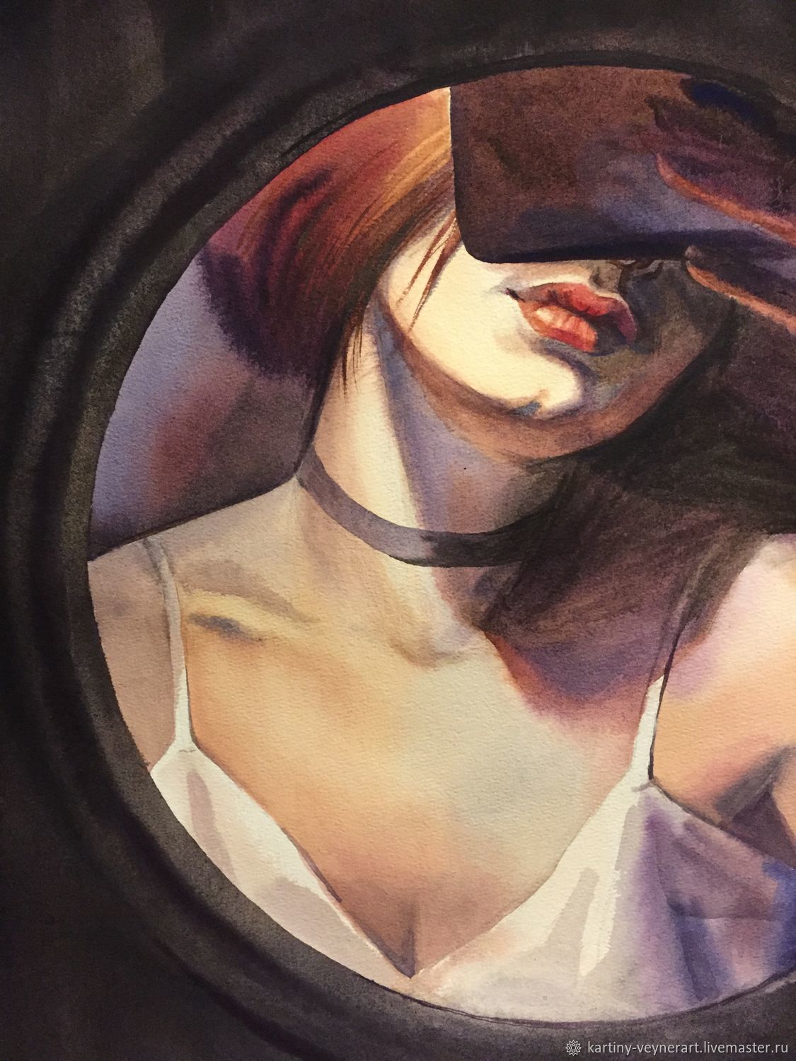 Картина акварельная Женский портрет Девушка перед зеркалом в интернет ...