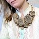 Choker with handmade flowers made of genuine leather Dance Rose Beige, Necklace, St. Petersburg,  Фото №1