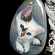 Kitty flower – necklace-chain of the ribbon (original lacquer painting). Pendant. lacquer miniature. My Livemaster. Фото №4