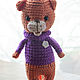 Тигр в фиолетовом свитере, Амигуруми куклы и игрушки, Пушкино,  Фото №1
