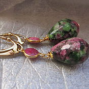 Украшения handmade. Livemaster - original item Earrings ruby zoisite with silver ( vermeil). Handmade.
