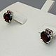 Silver earrings with natural garnets, Stud earrings, Moscow,  Фото №1