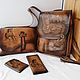 Set of vegetable tanned leather with engraving to order, Classic Bag, Noginsk,  Фото №1