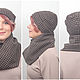 Set hat scarf or Snood brown black crow's foot. Headwear Sets. Yana Levashova Fashion. My Livemaster. Фото №6