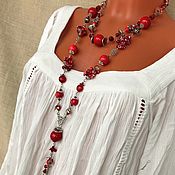 Украшения handmade. Livemaster - original item Long necklace made of natural stones, boho necklace decoration. Handmade.