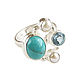 Turquoise, Topaz and Pearl Ring, Turquoise, Topaz ring. Rings. Irina Moro. My Livemaster. Фото №5