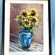 Order  Sunflowers in blue. Original. Pastel. Valeria Akulova ART. Livemaster. . Pictures Фото №3