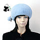 Soft blue beret from the fur of the European mink. Art.IA-12, Berets, Ekaterinburg,  Фото №1