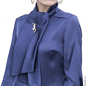 Одежда handmade. Livemaster - original item Silk blouse. Blue silk blouse. Handmade.