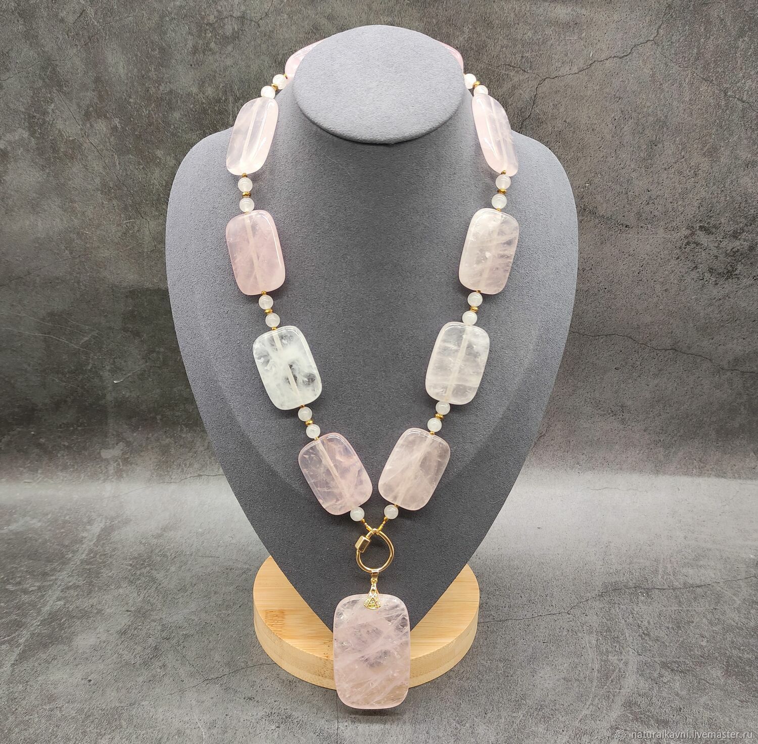 Natural Rose Quartz Necklace with Pendant, Necklace, Moscow,  Фото №1