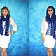 Hand knit embroidered shawl, Dark blue scarf, Bridal cape, Wool wrap. Wraps. Oksana (superplatok). Ярмарка Мастеров.  Фото №5