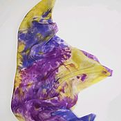 Аксессуары handmade. Livemaster - original item Silk handkerchief batik purple-yellow neckerchief gift. Handmade.