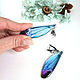 Order Dragonfly Wings Earrings Blue Lilac Iridescence Rhodium Cubic Zirconia. WonderLand. Livemaster. . Earrings Фото №3