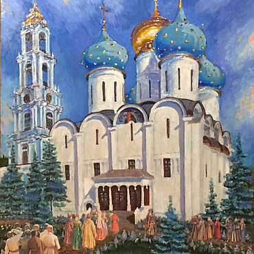 Картины и панно ручной работы. Ярмарка Мастеров - ручная работа Панно: Визит Ивана Грозного в Лавру. Handmade.