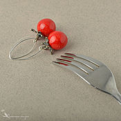 Украшения handmade. Livemaster - original item Tomato Earrings Murano glass silver. Handmade.