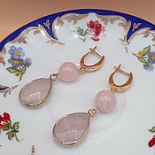 Украшения handmade. Livemaster - original item Earrings with rose quartz. Handmade.