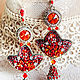 Carmelita Earrings. Embroidered earrings. Earrings with embroidery. Fire earrings, Earrings, Krasnodar,  Фото №1