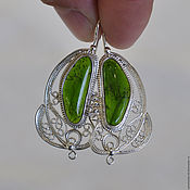 Украшения handmade. Livemaster - original item Classic earrings with chrome diopside Lace Spring. Handmade.