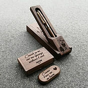 Канцелярские товары handmade. Livemaster - original item Wooden handle with engraving, flash drive with engraving. Handmade.