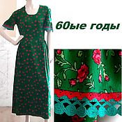 Винтаж handmade. Livemaster - original item Dress with roses,60s,flowers,sleeves with lace. Handmade.