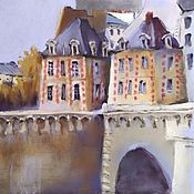 Картины и панно handmade. Livemaster - original item Cityscape of Paris Place Dauphine (purple beige painting). Handmade.