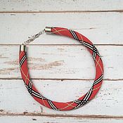 Lariat of beads Crimson sherbet