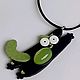 Pendant made of leather with rhodonite Simon's cat, Pendants, Moscow,  Фото №1