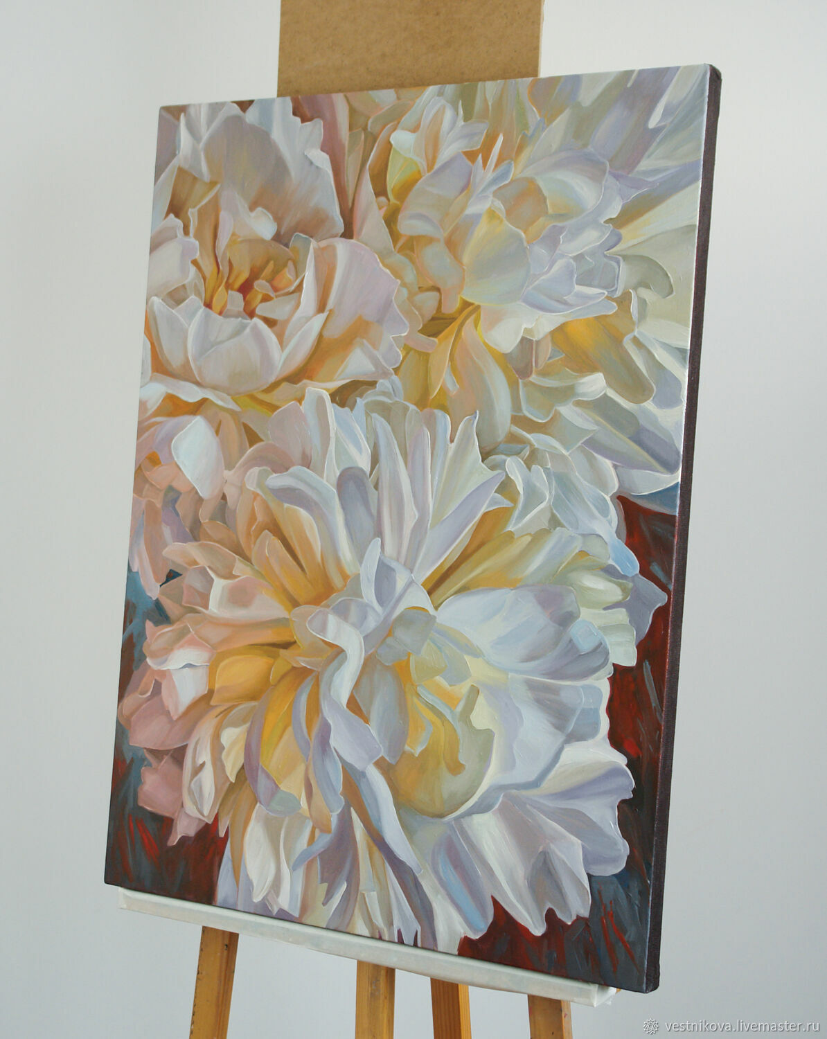 Картина "Три пиона" масло, холст 60х80 см в интернет-магазине Ярмарка ...