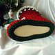  New Year's boot red medium knitted. Christmas sock. knitted handmade rugs (kovrik-makrame). Online shopping on My Livemaster.  Фото №2