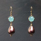 Украшения handmade. Livemaster - original item Beautiful earrings with cotton pearls mint purple light. Handmade.