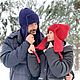 Шапка-ушанка вязаная УМА сине-фиолетовый и красный. Шапка-ушанка. Вязаный кэжуал  UNIC Ирина. Ярмарка Мастеров.  Фото №5