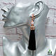Pendientes borlas negro con ágata rosa Lady Chic. Tassel earrings. Fabulous decoration (shpigajewelry). Интернет-магазин Ярмарка Мастеров.  Фото №2