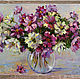 Oil painting on canvas flowers Cosmos, flowers in a vase, Pictures, Krasnodar,  Фото №1