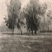 Картины и панно handmade. Livemaster - original item Quiet forest landscape with coal. Handmade.