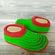 Plush unisex Slippers, bright green with red, Slippers, Irkutsk,  Фото №1