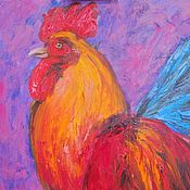 Картины и панно handmade. Livemaster - original item Painting with a rooster oil 50 by 40 cm. Handmade.