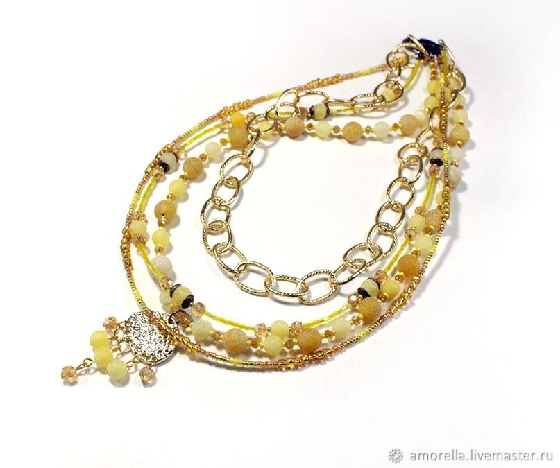 Авторские бусы "Солнечная мелодия" желтые бусы в интернет-магазине ...