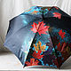 Cane umbrella with hand-painted Autumn leaves and first snow. Umbrellas. UmbrellaFineArt. My Livemaster. Фото №4