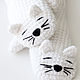 Заказать Вязаные варежки Белые Кошечки. Woolcraft. Ярмарка Мастеров. . Варежки Фото №3