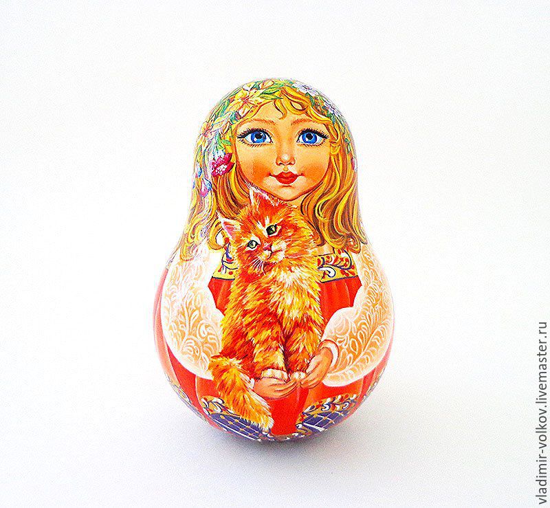 Большая расписная музыкальная игрушка неваляшка рыжий кот в интернет ...