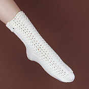Аксессуары handmade. Livemaster - original item Knitted fishnet socks Cozy White socks. Handmade.