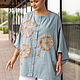 Order Blouse with Dandelion applique gray-blue. NATALINI. Livemaster. . Blouses Фото №3