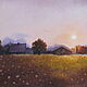 Картина акварелью Поле с одуванчиками на закате. Картины. Акварельные пейзажи. Интернет-магазин Ярмарка Мастеров.  Фото №2