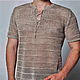 Linen yarn .Shirt Mesh small. Mens shirts. Exclusive linen jersey from Elena. Online shopping on My Livemaster.  Фото №2