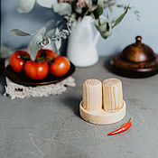 Для дома и интерьера handmade. Livemaster - original item Salt and pepper shakers with stand a Set of wooden Siberian Cedar #SP4. Handmade.